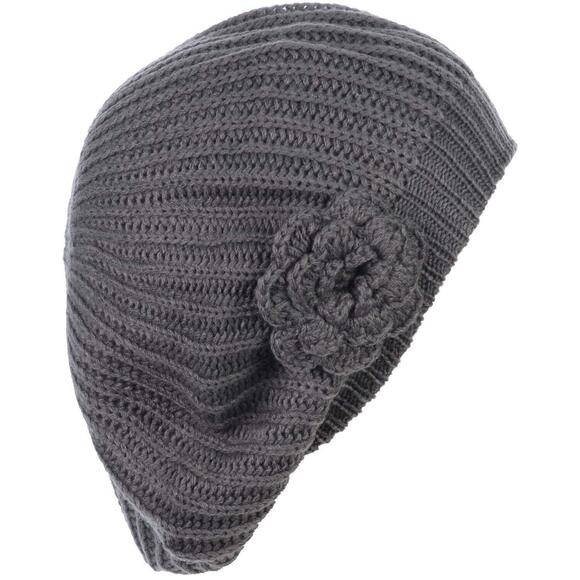 4662 Byos Ladies Winter Solid Chic Slouchy Ribbed Crochet Knit Beret Beanie main image 4